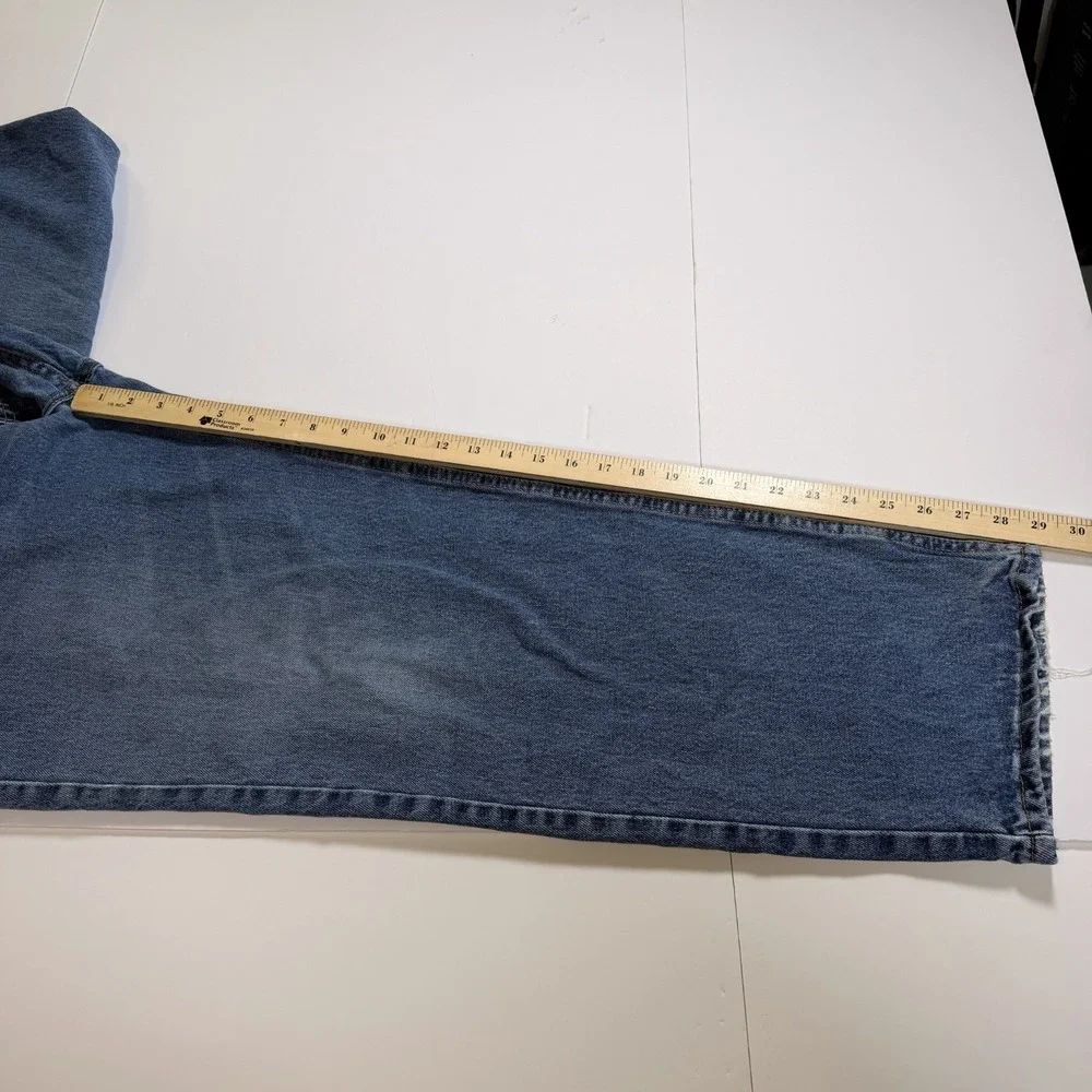 Levi's 550 Men 40x30 Blue Denim Whiskered Red Tab Low Waist Stretch Straight Leg